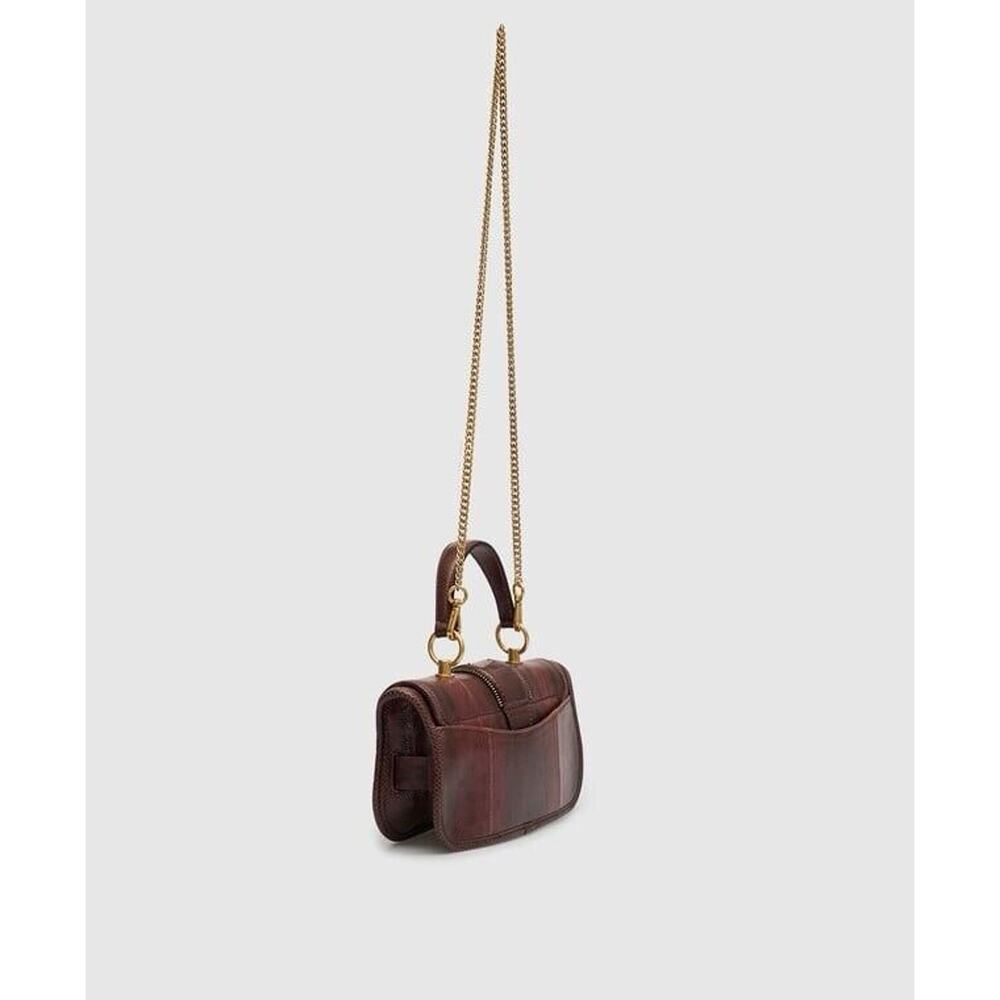 Balmain Blaze Croc-Embossed Karung Snake Skin & Lambskin Lining NWT Crossbody - Picture 8 of 13